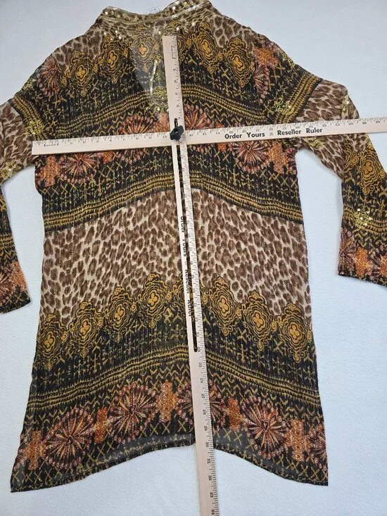 ZBD Design Womens Silk & Lurex Tunic Top Size 16 Sheer Metallic Sequins No Linin - Picture 3 of 3